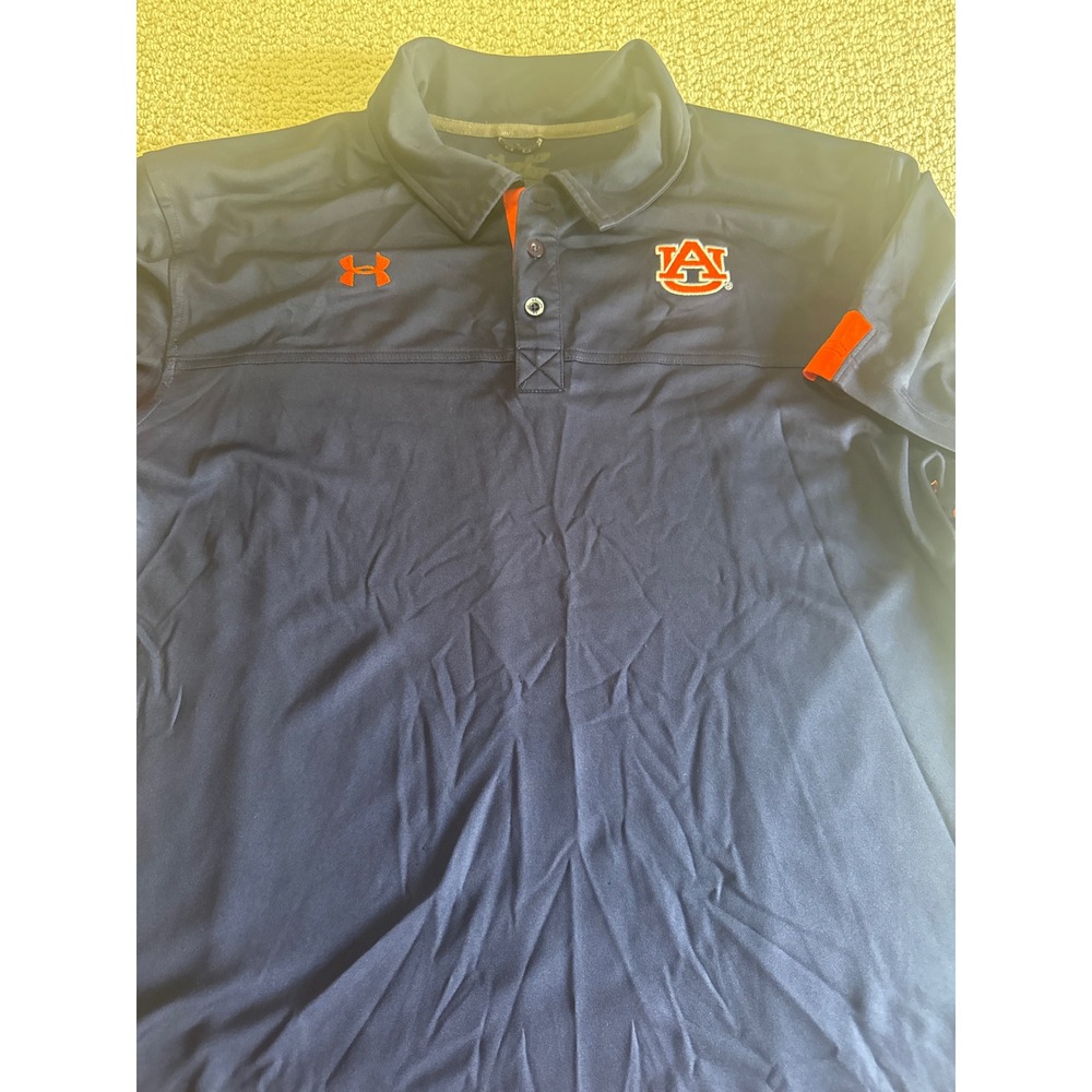 Under Armour Auburn Tigers Polo Shirt Navy Blue Mens XL Performance Golf Tee